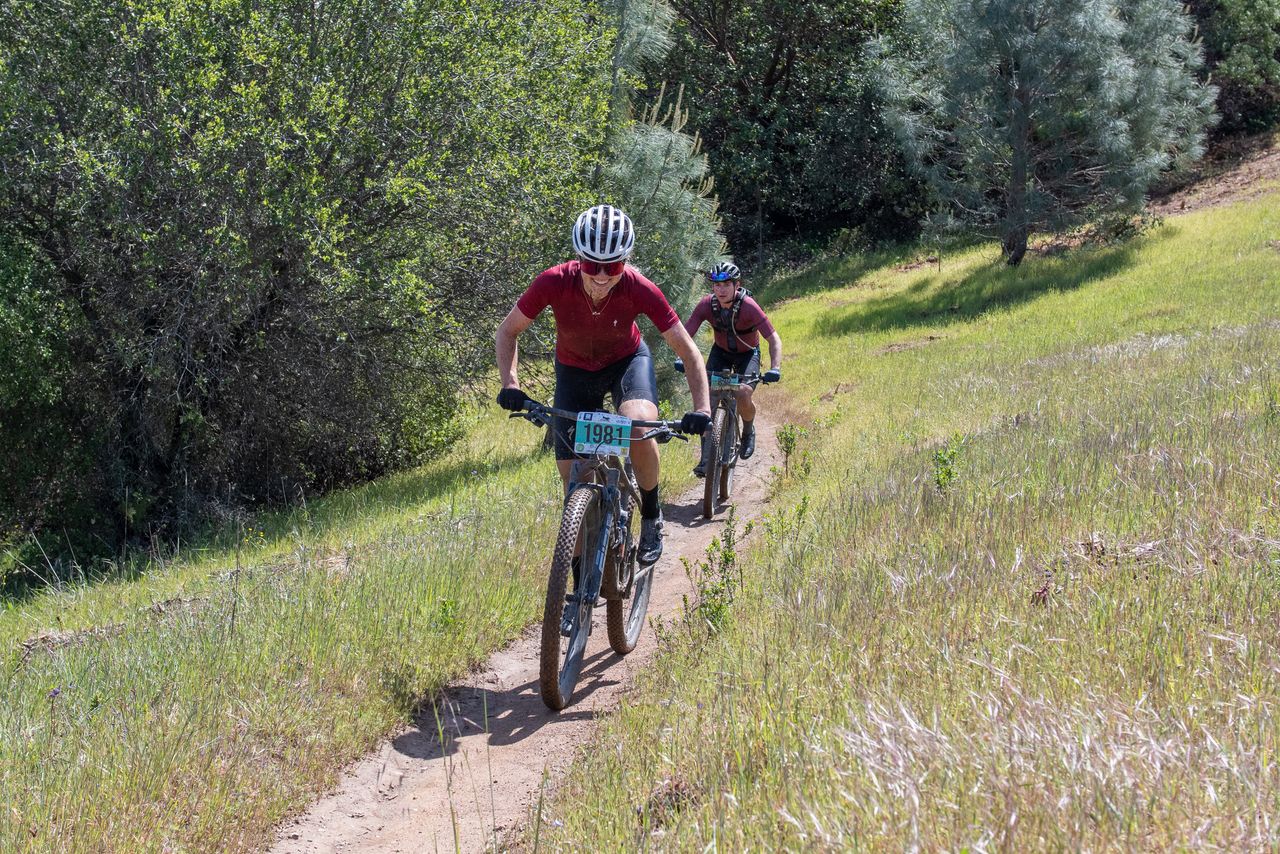 Pro women's winner Moriah Wilson at Grasshopper Adventure Series 2022 Mountain Bike Race at Lake Sonoma
