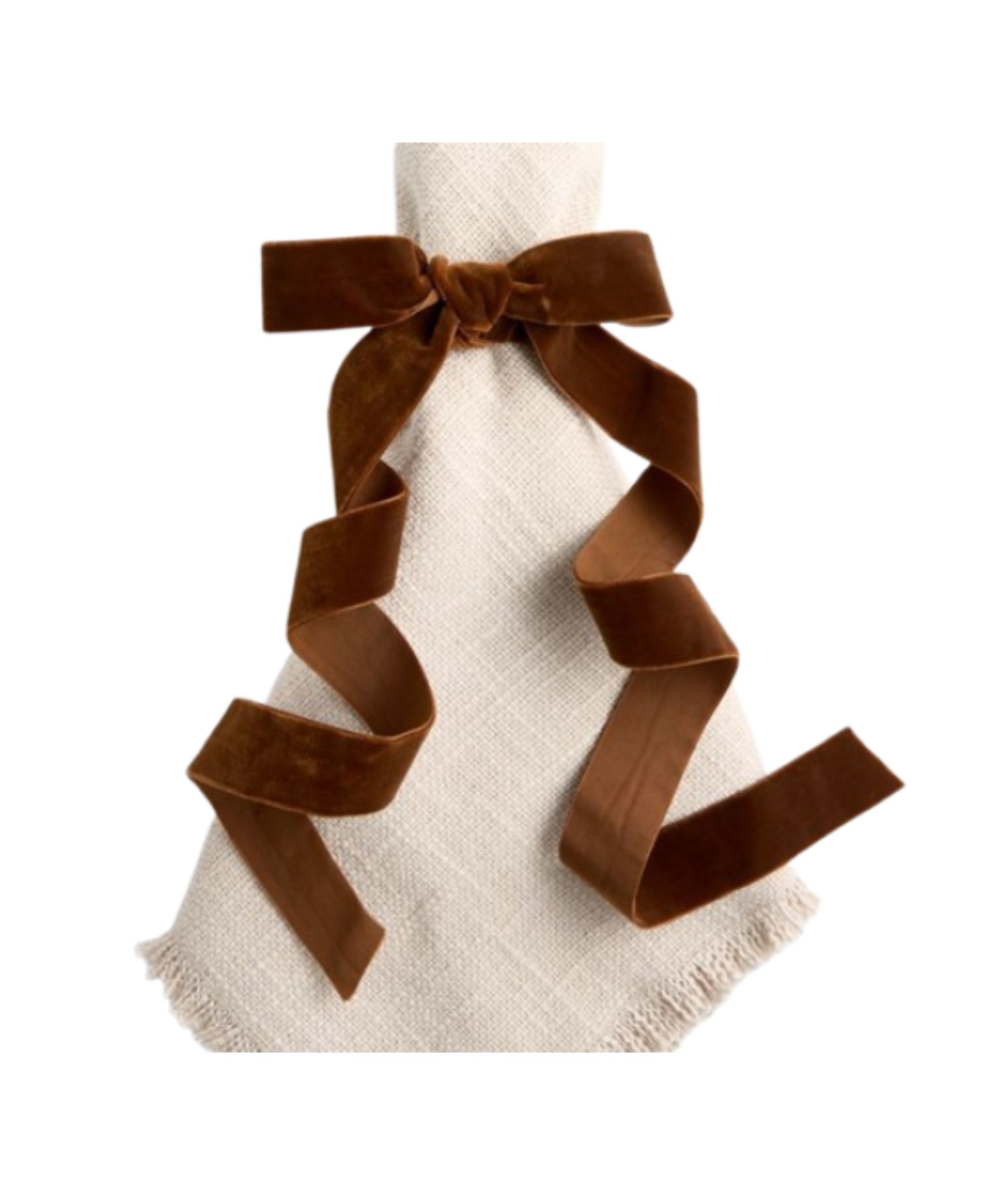 A brown velvet napkin bow
