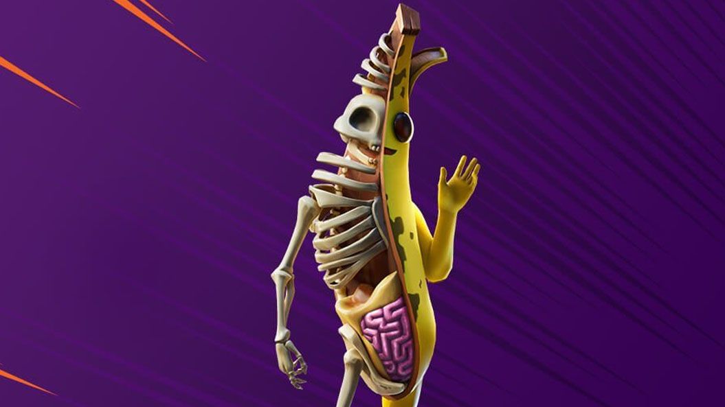 Dissected Peely banana character from Fortnite