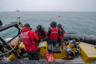 Parks Canada’s Underwater Archeology Team prepares for their first dive of the season to explore the wreck of HMS Erebus on Sept. 10, 2018.