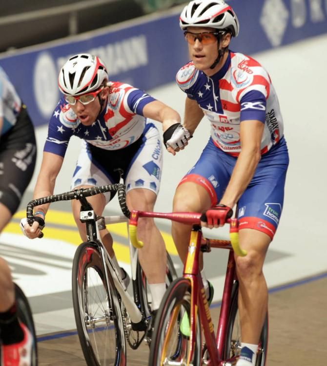 Guy East and Daniel Holloway during the Madison at Rotterdam Six
