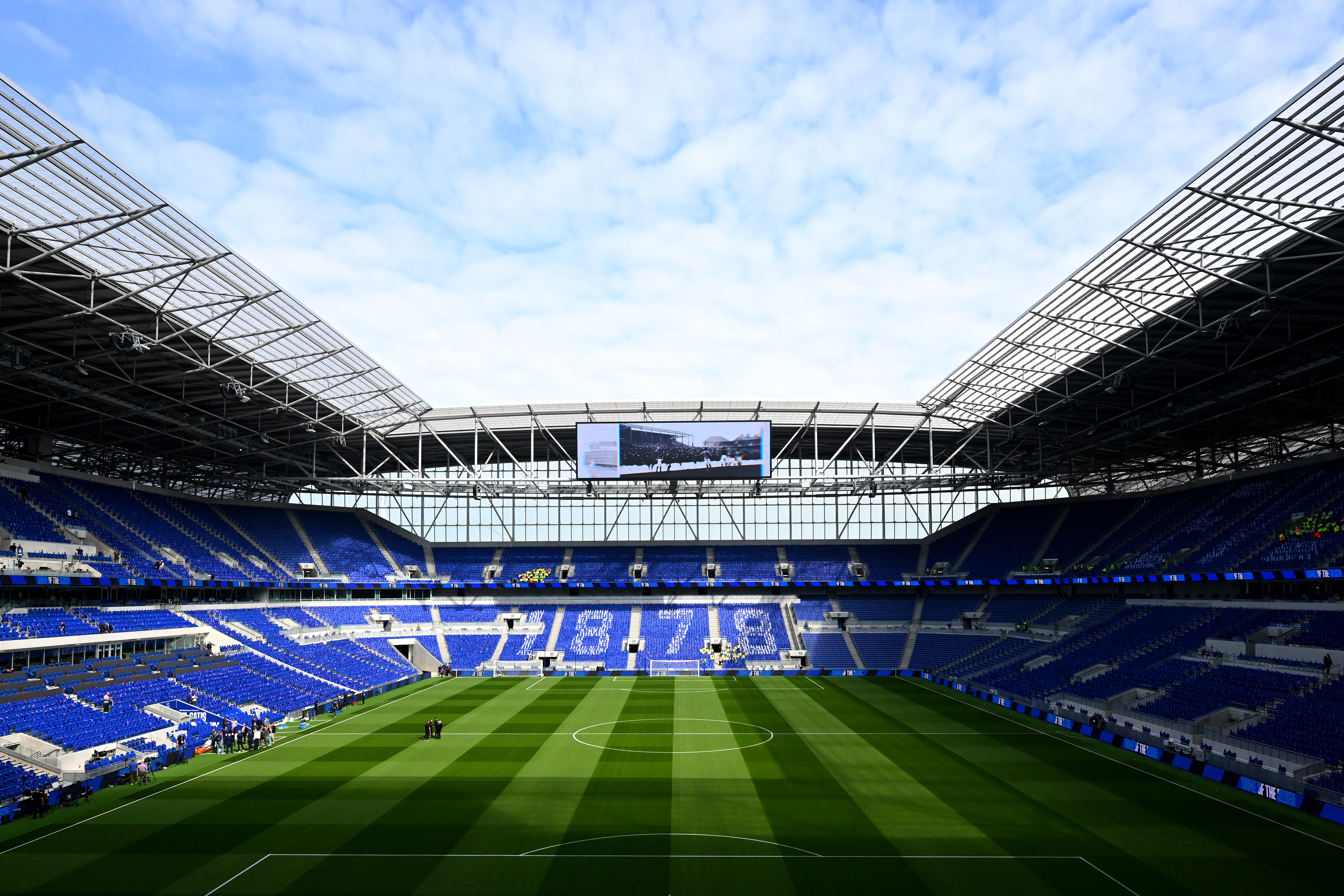 LIVERPOOL, ENGLAND - AUGUST 24: A general view inside the stadium is seen prior to the Premier League match between Everton and Brighton &amp;amp; Hove Albion at Hill Dickinson Stadium on August 24, 2025 in Liverpool, England. (Photo by Clive Mason/Getty Images)