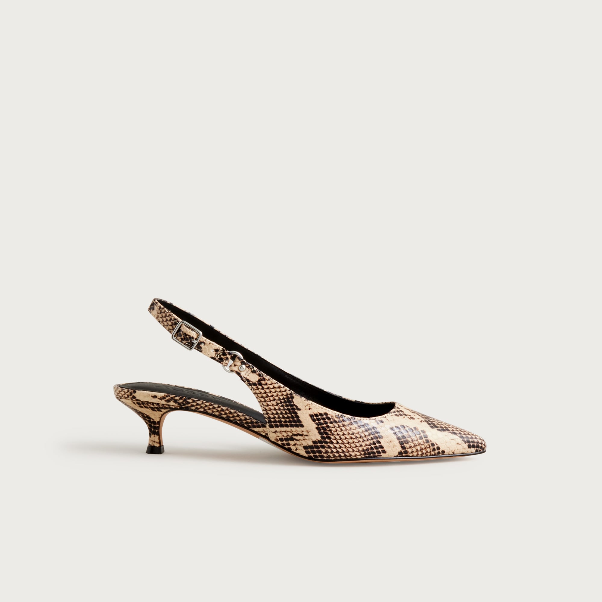 Robin Slingback Heels in Snake-Embossed Leather