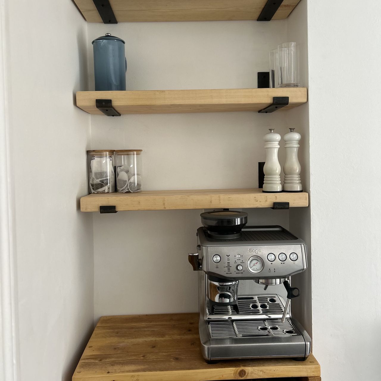 The before of my coffee machine station