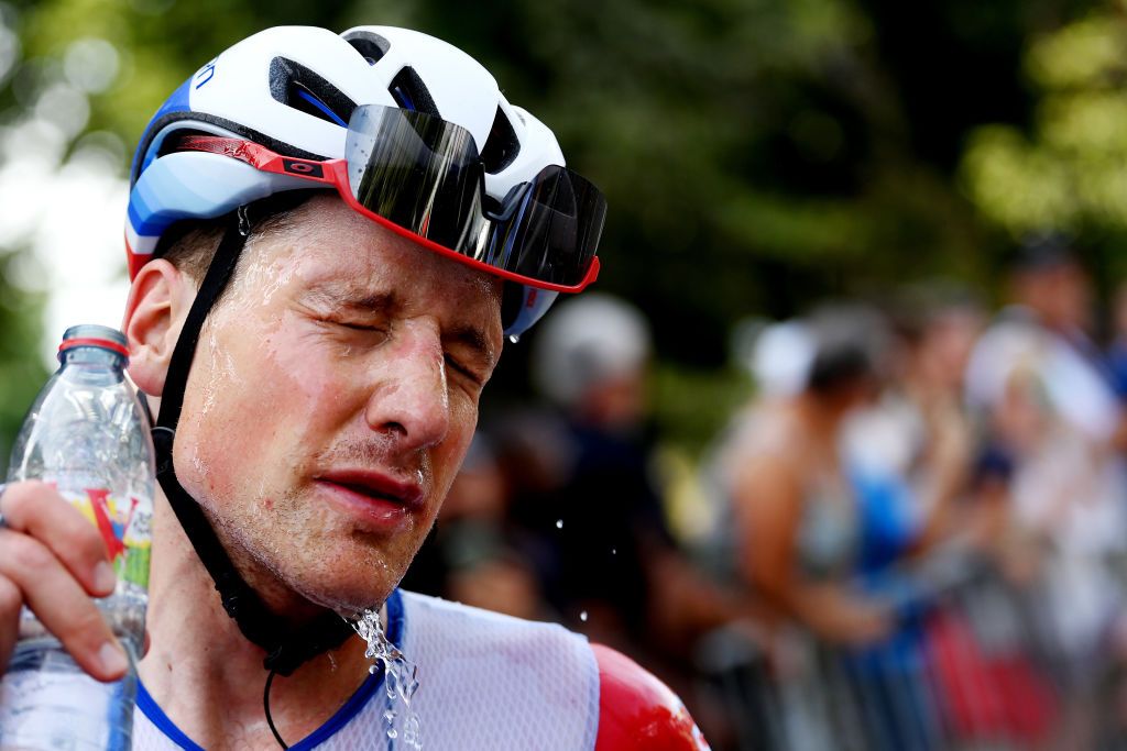 SAINTETIENNE FRANCE JULY 15 Stefan Kng of Switzerland and Team Groupama FDJ reacts after the 109th Tour de France 2022 Stage 13 a 1926km stage from Le Bourg dOisans to SaintEtienne 488m TDF2022 WorldTour on July 15 2022 in SaintEtienne France Photo by Alex BroadwayGetty Images