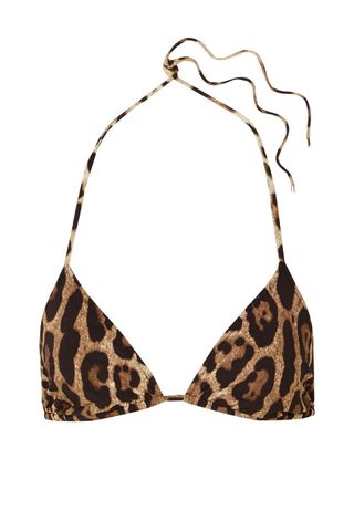 Leopard-Print Triangle Bikini Top