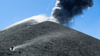 Richard Gasperotti rides down an active volcano