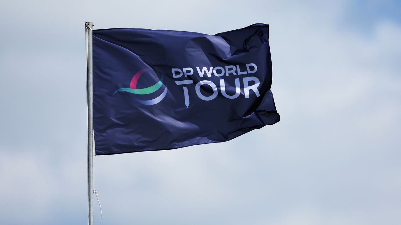 DP World Tour flag blowing in the breeze