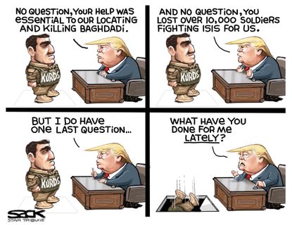Political Cartoon U.S. Kurds Trump