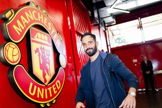 Manchester United Head Coach / Manager Ruben Amorim arrives prior to the Premier League match between Manchester United and Arsenal at Old Trafford on August 17, 2025 in Manchester, United Kingdom.