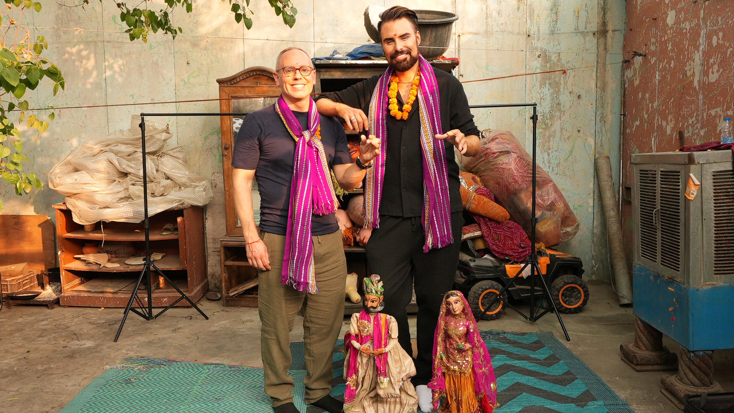 Rob Rinder and Rylan Clark with their puppets.