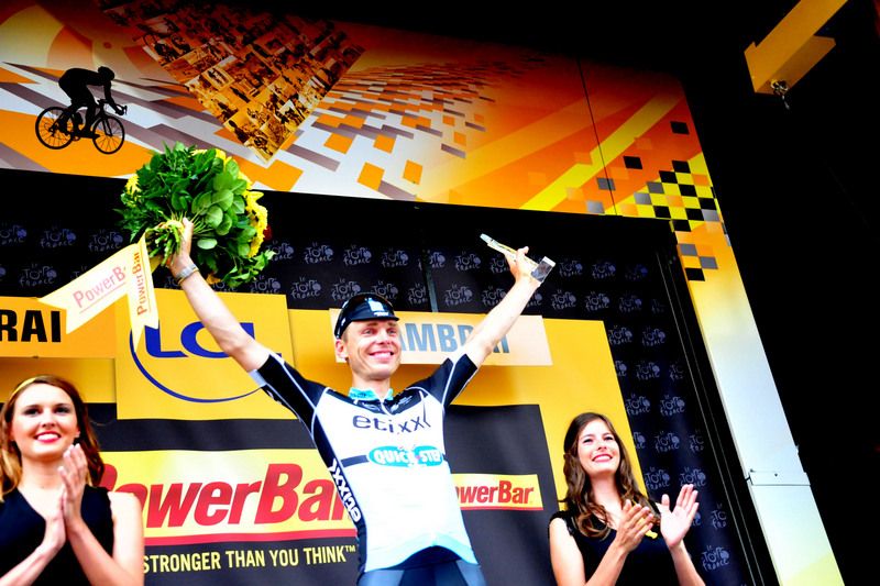 Tony Martin (Etixx-Quick Step) on the podium for winning the stage