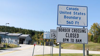 The U.S.-Canada border crossing in Pittsburg-Chartierville, connecting New Hampshire and Quebec.