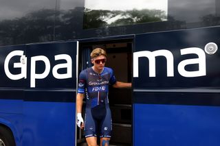 VITORIA-GASTEIZ, SPAIN - JULY 02: Lars Van Den Berg of The Netherlands and Team Groupama-FDJ prior to the stage two of the 110th Tour de France 2023 a 208.9km stage from Vitoria-Gasteiz to San Sébastián / #UCIWT / on July 02, 2023 in Vitoria-Gasteiz, Spain. (Photo by Michael Steele/Getty Images)