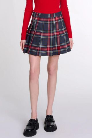 Maje Short tartan print skirt