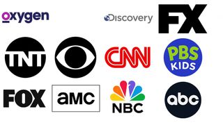 Oxygen, TNT, Fox, CBS, NBC, AMC, Discovery, CNN, PBS, FX and ABC logos mashed together in one pic. 