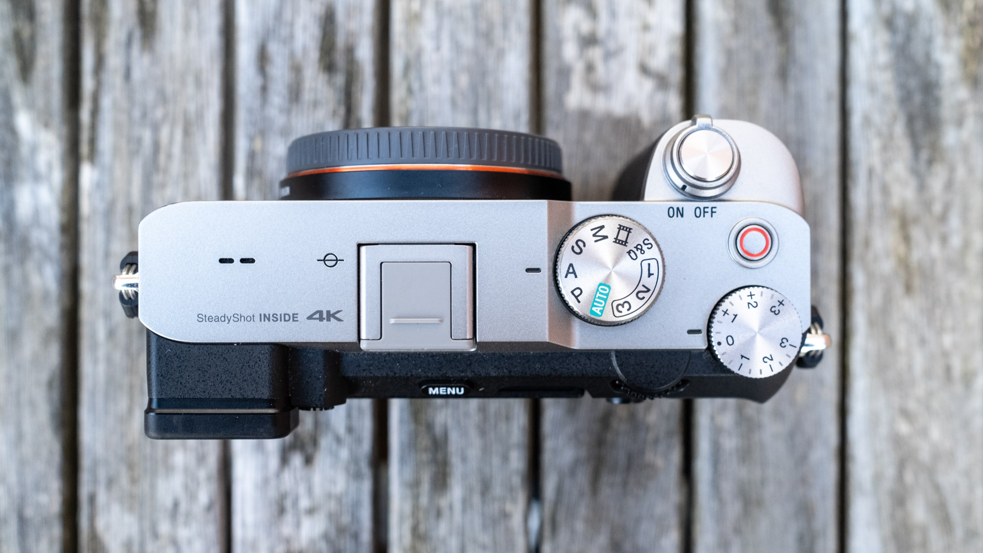 Birds eye view of Sony A7C top plate