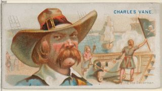 An illustration of Charles Vane from the Pirates of the Spanish Main series for Allen & Ginter Cigarettes, dated around 1888.