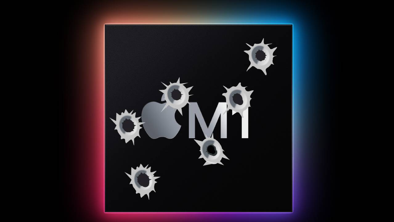 An Apple M1 with bullet holes