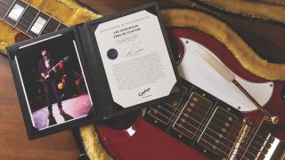 A plush guitar case and signed certificate of authenticity are included with the Epiphone Joe Bonamassa 1963 SG Custom guitar