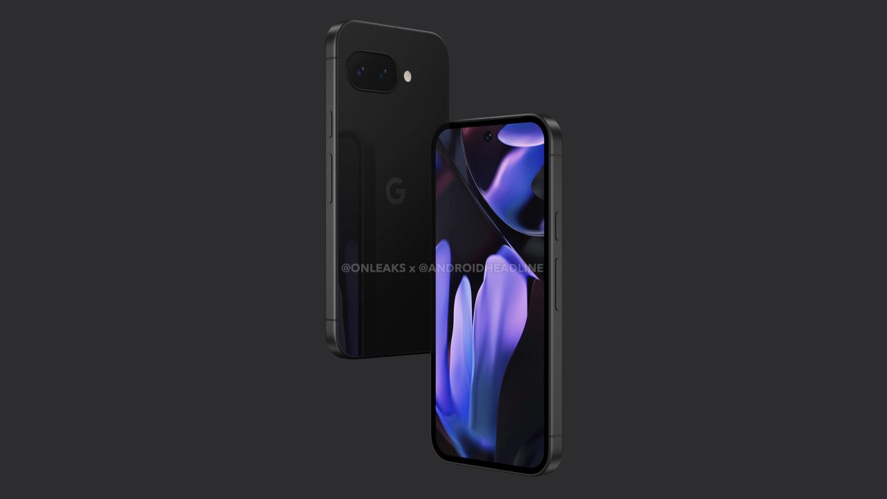 Google Pixel 9a smartphone renders based on leaked information and rumors.