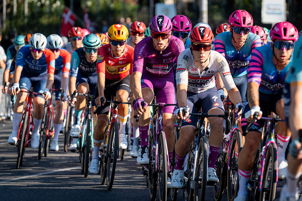 ROME, ITALY - 2026/05/31: Paul Magnier of France and Team Soudal Quick-Step - Purple Points Jersey seen in action during the 109th Giro d'Italia 2026 Stage 21, a 131km stage from Rome to Rome s' 1289m. (Photo by Stefano Costantino/SOPA Images/LightRocket via Getty Images)