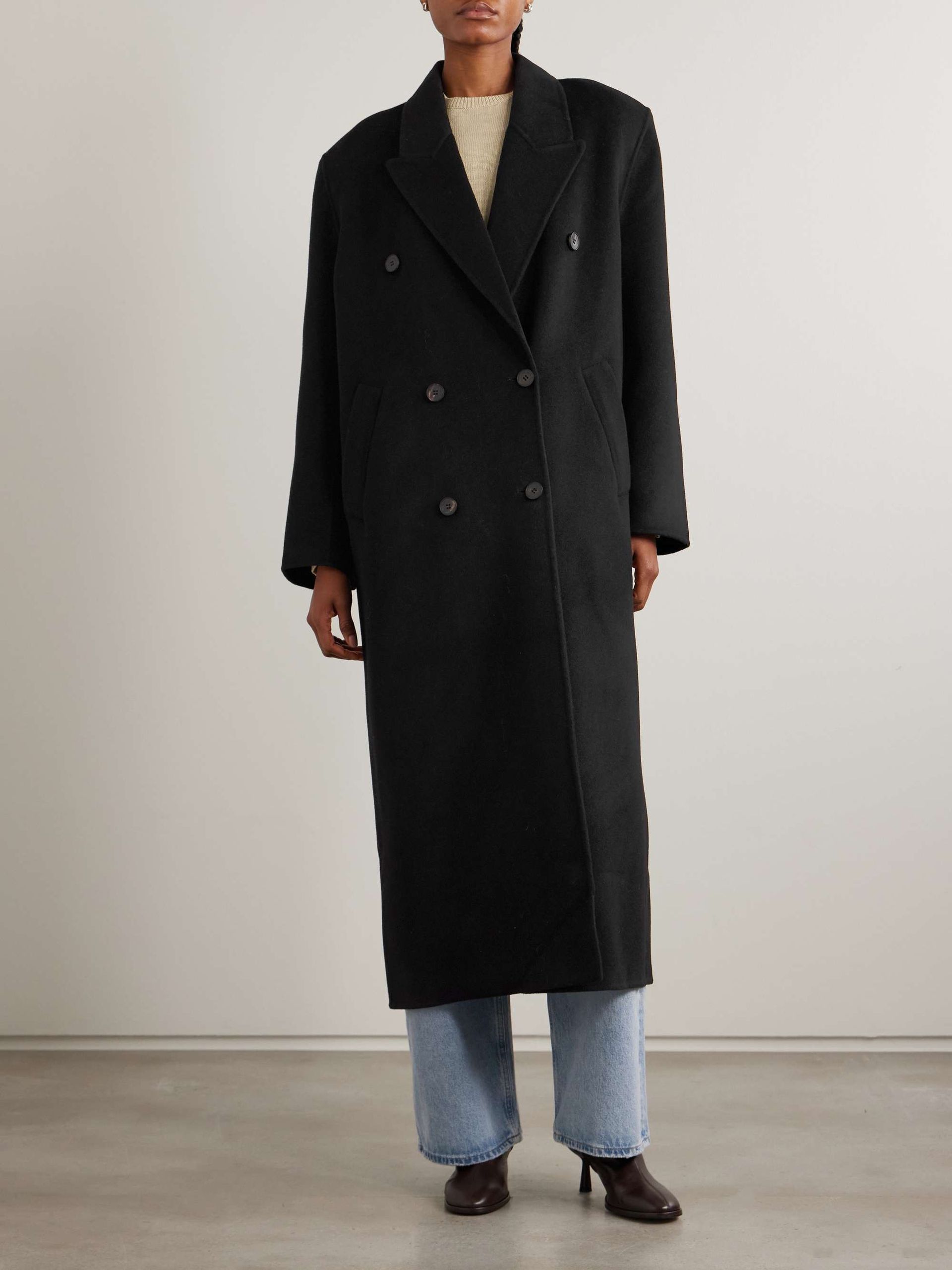 Gaia Oversized Double-Breasted Wool-Blend Coat