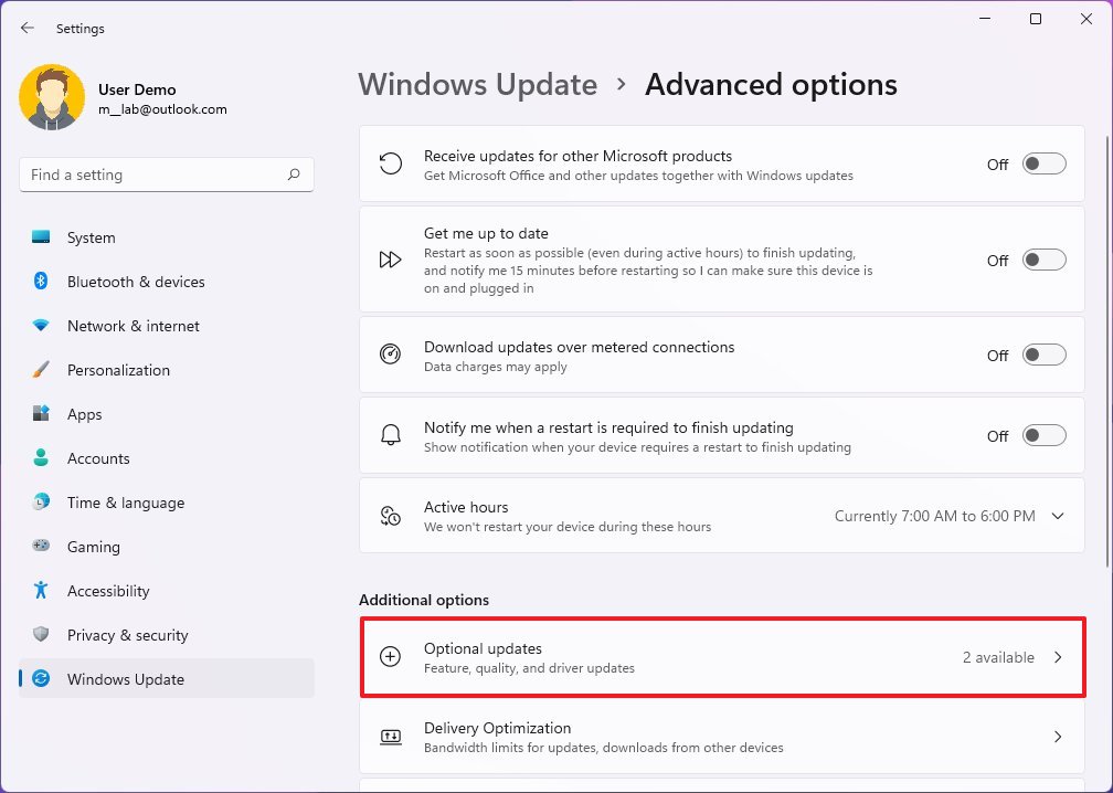 Windows 11 Optional updates