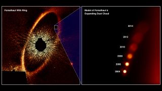 This diagram simulates what astronomers, studying Hubble Space Telescope observations, taken over several years, consider evidence for the first-ever detection of the aftermath of a titanic planetary collision in the Fomalhaut star system.
