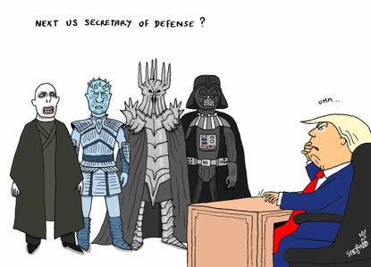 Political cartoon U.S. next secretary of defense General Mattis Trump Darth Vader