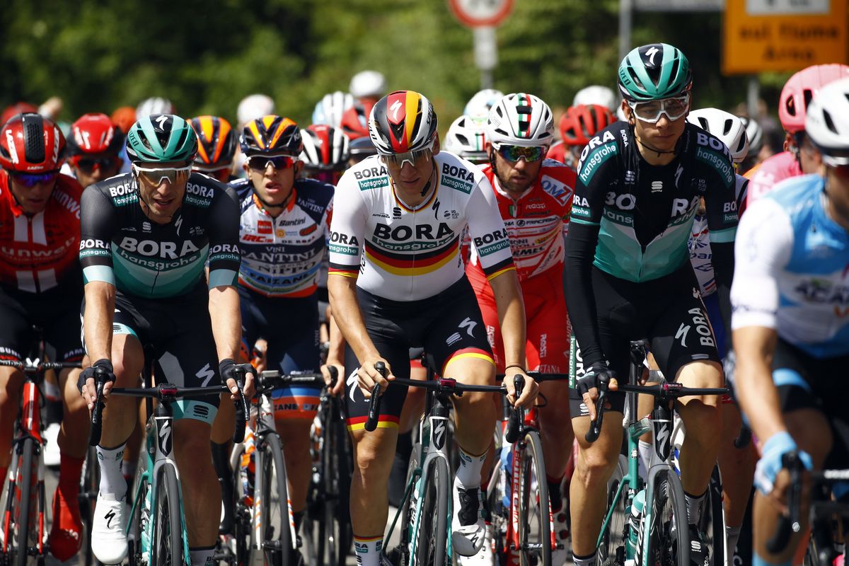 Pascal Ackermann (Bora-Hansgrohe) riding in the peloton