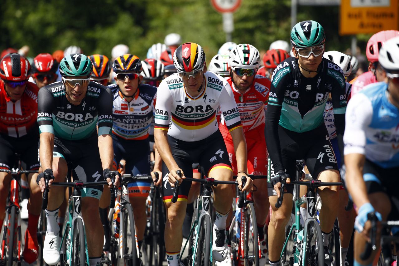 Pascal Ackermann (Bora-Hansgrohe) riding in the peloton