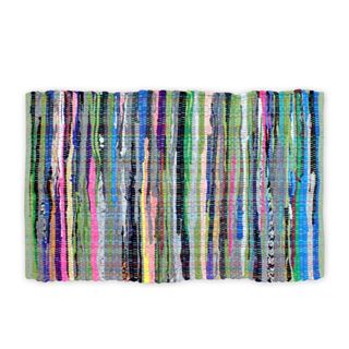 A multicolored rag rug