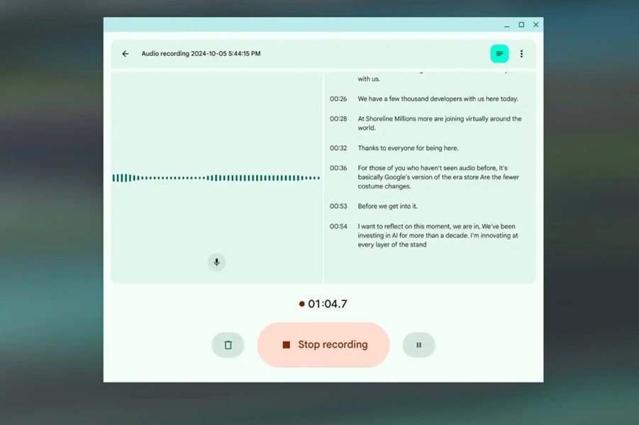 Chromebook Recorder app will deliver a "dual-column" design when used in full screen.