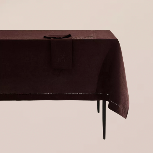 Burgundy linen tablecloth