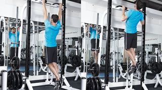 Two positions of the pull-up exercise