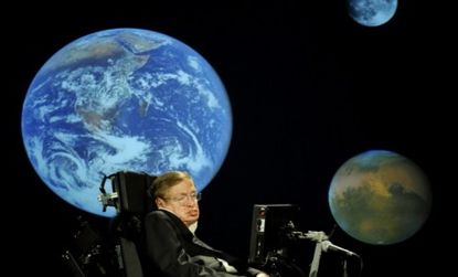 Hawking notes that Earth's resources are finite and our genetic instincts are aggressive.