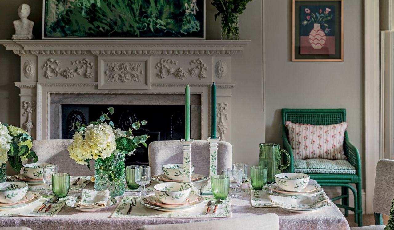 green dining table