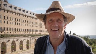 Monty Don in a straw hat stands out Escorial in Monty Don's Spanish Gardens.