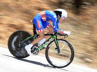 Amber Neben (USA) Pasta Zara-Cogeas crashed at the 2013 Tour of California time trial