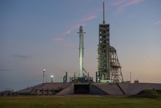 A spaceX Falcon 9 rocket stands atop Launch Pad 39A at NASA's Kennedy Space Center for a commercial satellite launch in October 2017 in this file photo. SpaceX will launch the secret Zuma mission for the U.S. government on Nov. 16, 2017.