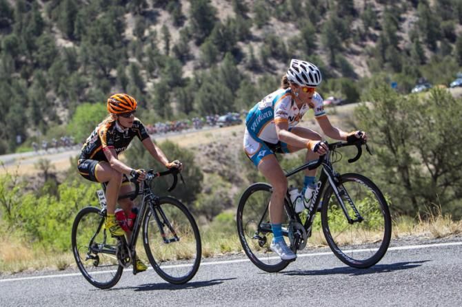 Olivia Dillon (NOW and Novartis) and Lauren Hall (Optum) off the front as the field tries to bring them back.