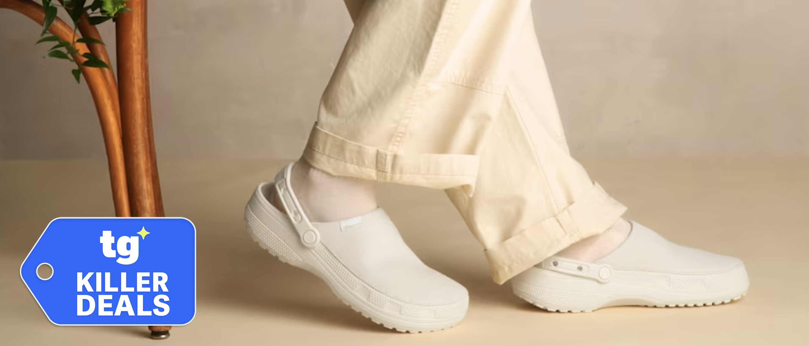 Crocs Crafted clog lifestyle image with Tom's Guide Killer Deals badge
