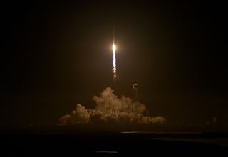 Orbital ATK's Antares rocket successfully lifted off from the Mid-Atlantic Regional Spaceport at NASA's Wallops Island Flight Facility in Virginia at 7:45 p.m. EDT on Monday (Oct. 17).