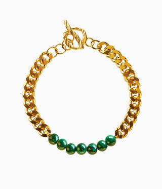 An Elhanati bracelet in gold-coated sterling silver, dotted with malachite