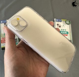 Dummy model of the iPhone 15 Plus in an iPhone 14 Plus case