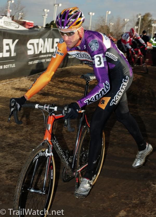 Ryan Trebon (Kona) approaching the flyover steps.