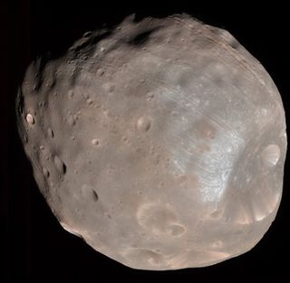 Up-close photo of Martian moon Phobos.