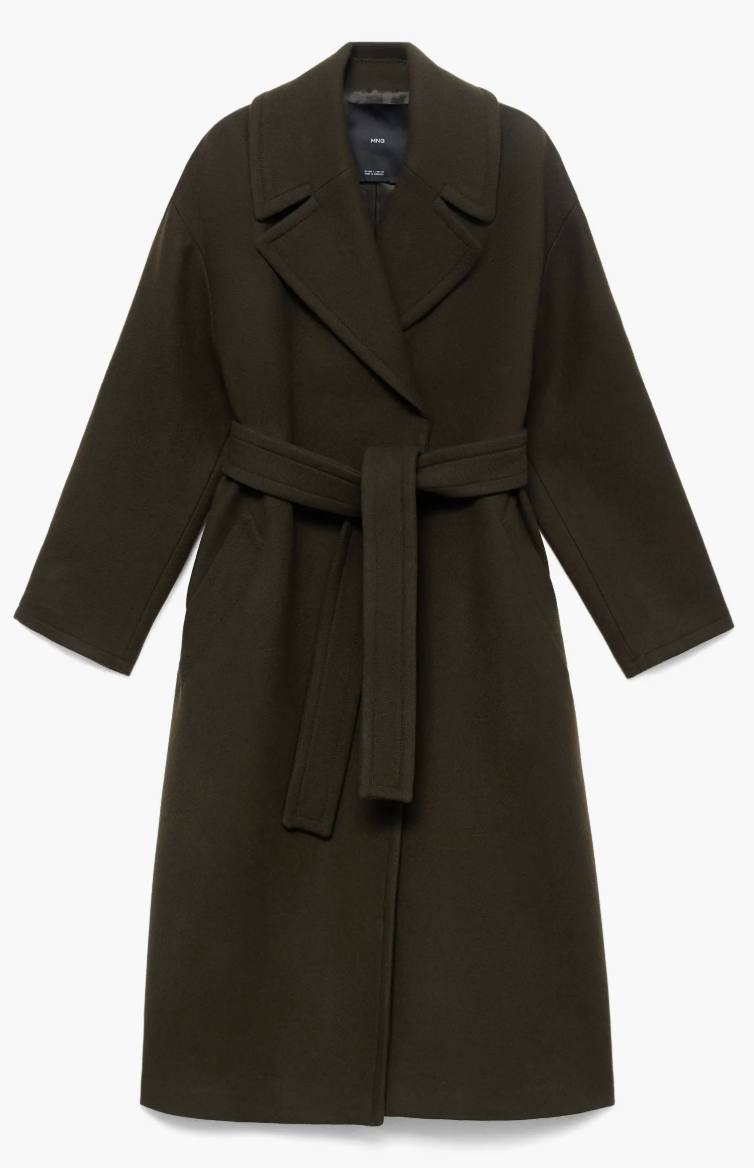 MANGO, Belted Wool Blend Coat