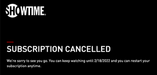 The "Subscription Cancelled" screen